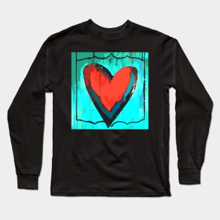 Artful Heart Turquoise & Red Long Sleeve T-Shirt